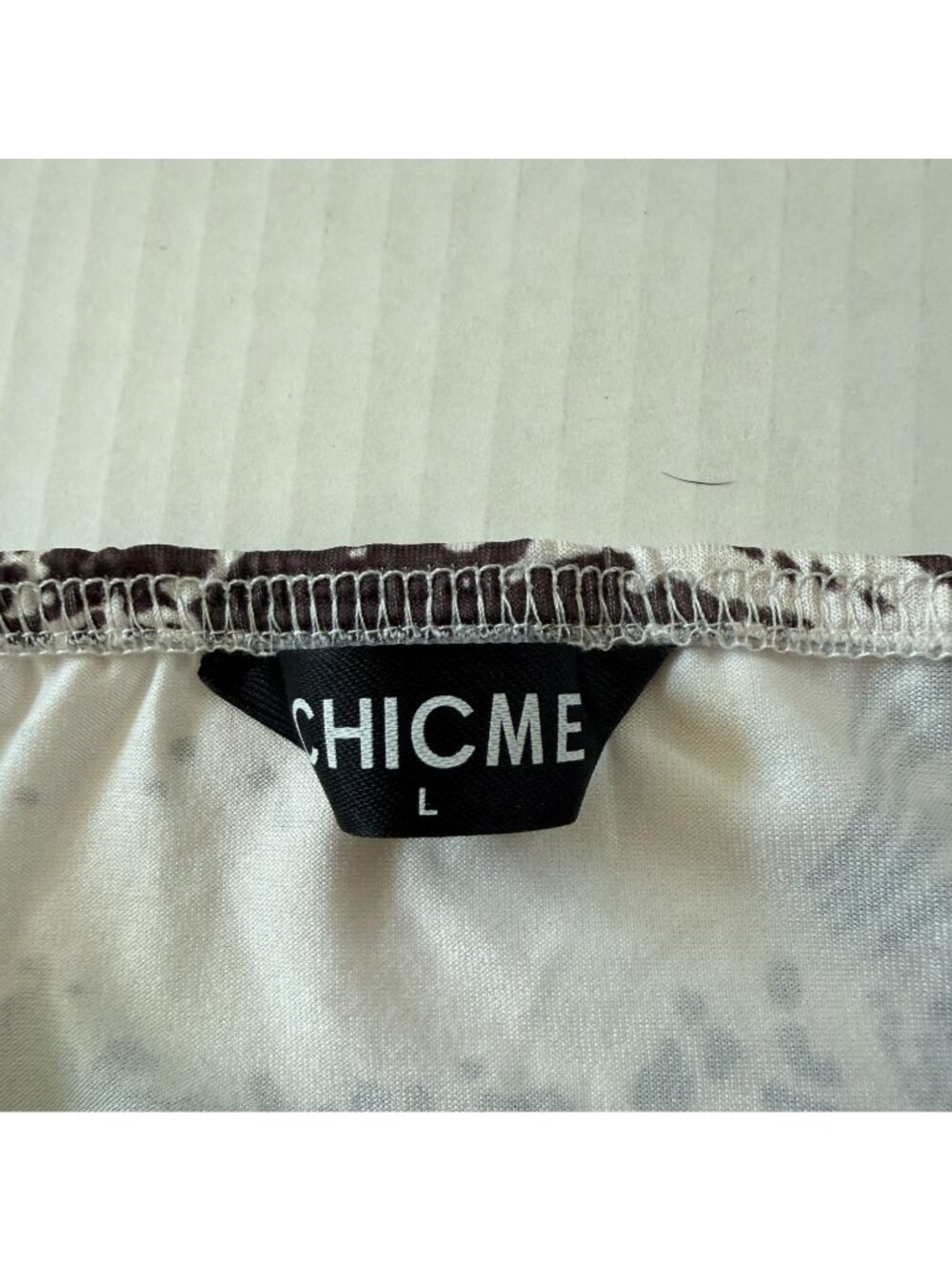 ChicMe Animal Print Ruched Maxi Dress L Brown White Zebra Cheetah Bodycon Resort - Picture 4 of 13